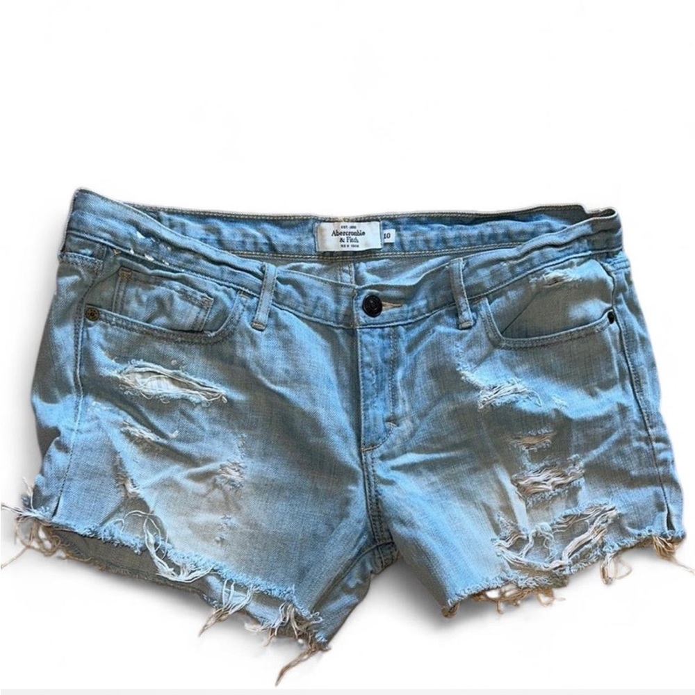 Abercrombie & Fitch Blue Distressed Jean Shorts